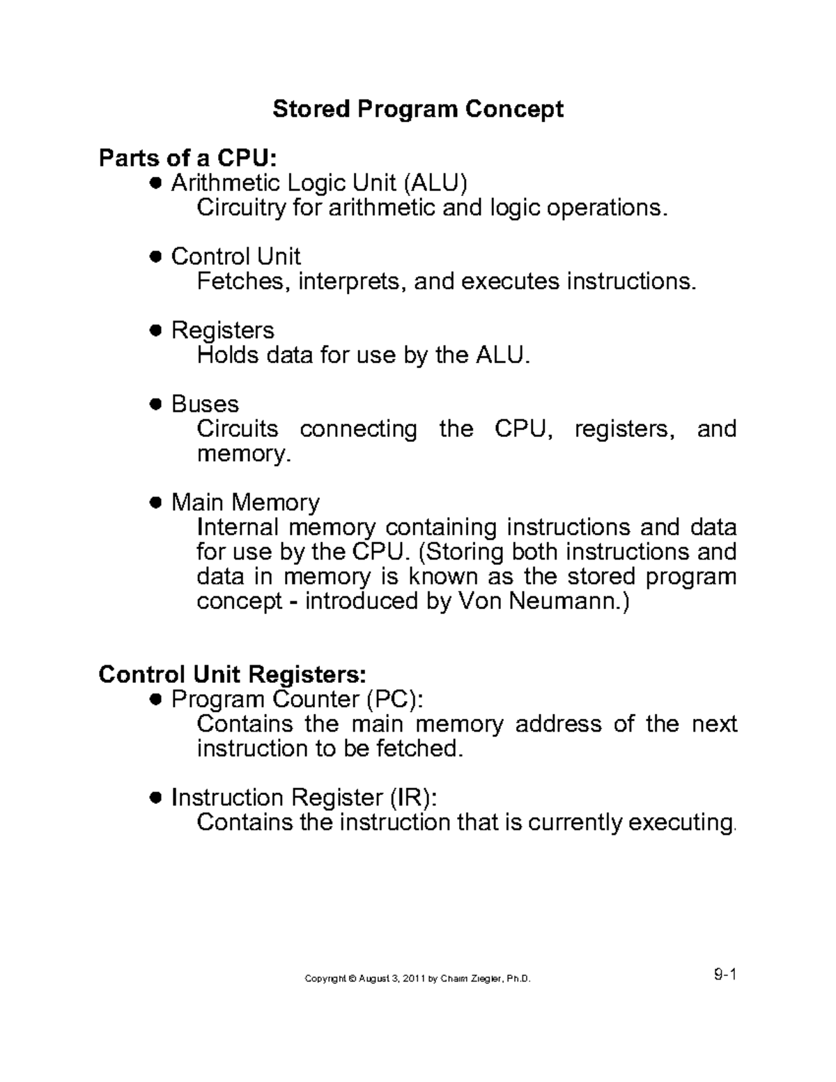 CORC1312 PT9 - Stored Program Concept - Stored Program Concept Parts of ...