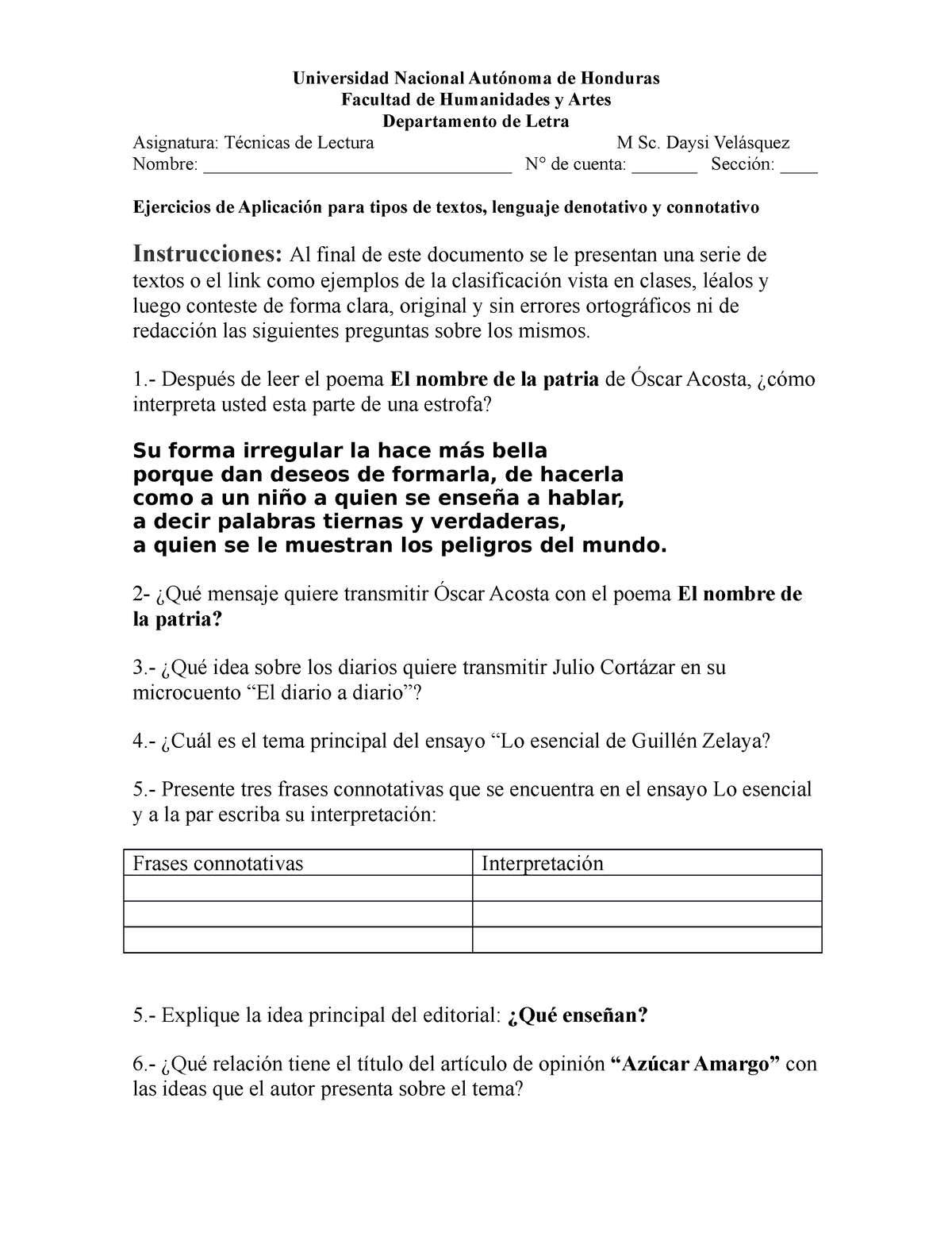 Ejecicios de aplicación de tipos de textos III PAC 2022 - Universidad  Nacional Autónoma de Honduras - Studocu