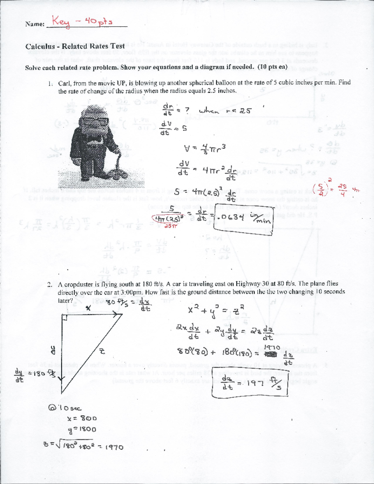 Related Rates Solutions - MATH 142 C - Studocu