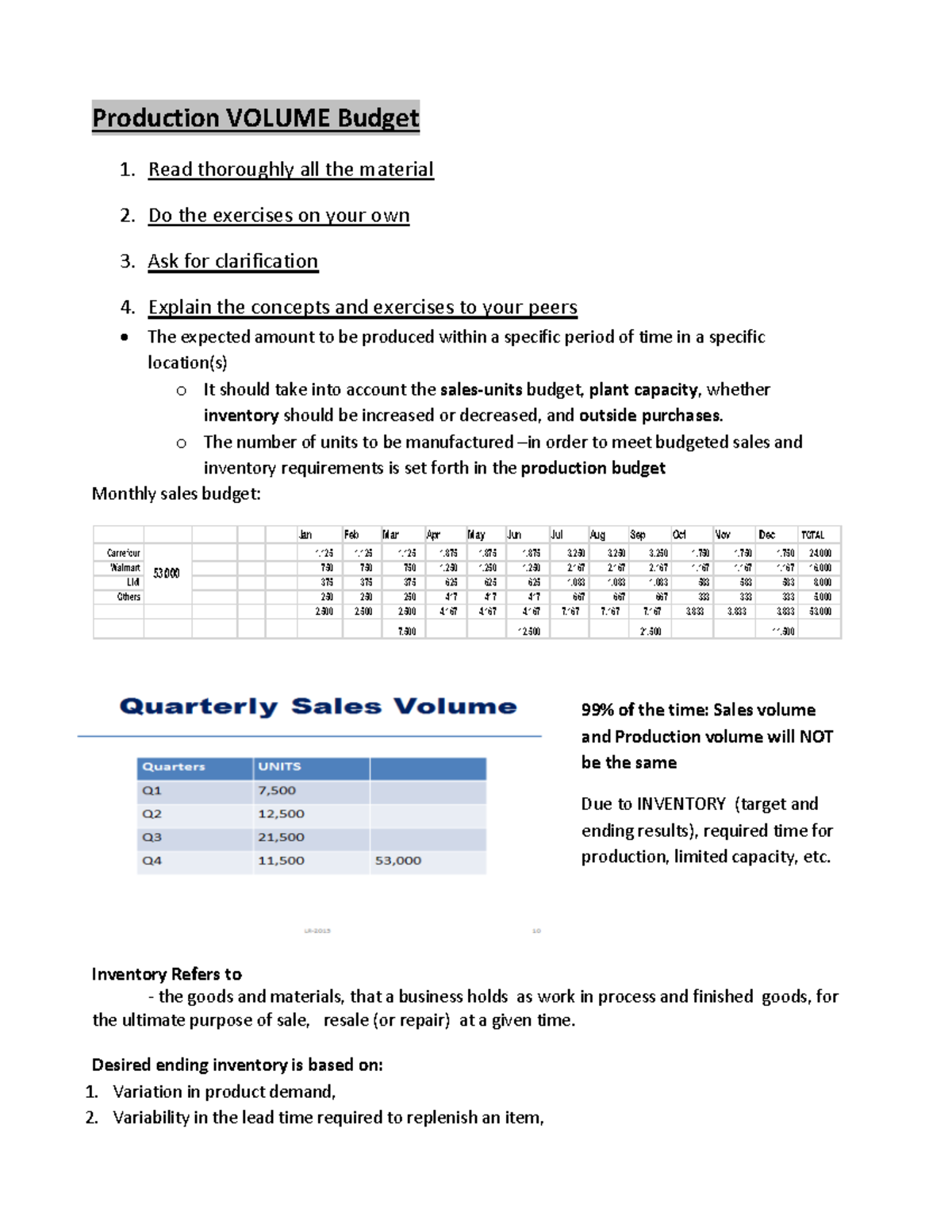 COGS PDFS - Cogs pdf - Production VOLUME Budget 1. Read thoroughly all ...