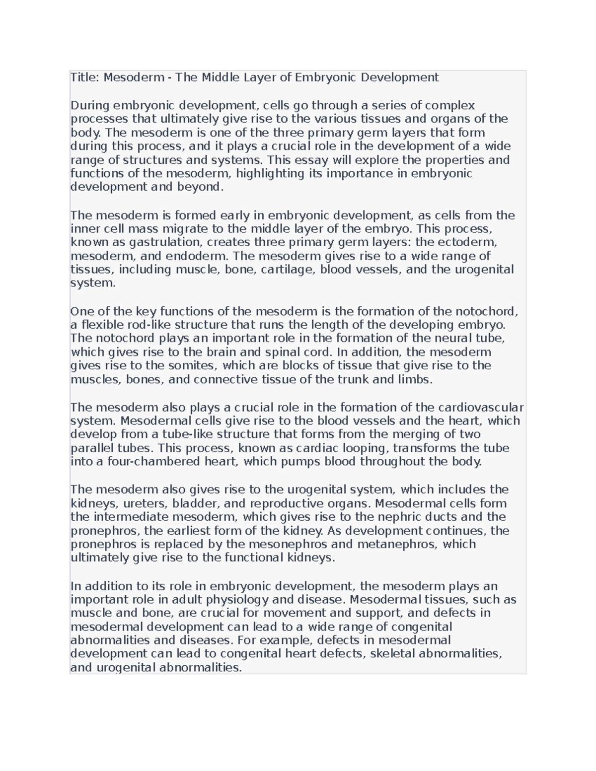 Mesoderm - The Middle Layer of Embryonic Development - The mesoderm is ...