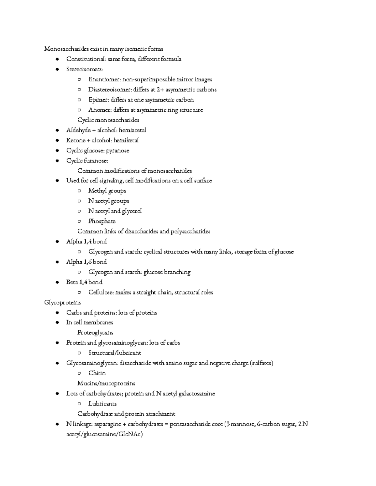 Biochem exam 2 key concepts - Monosaccharides exist in many isomeric ...