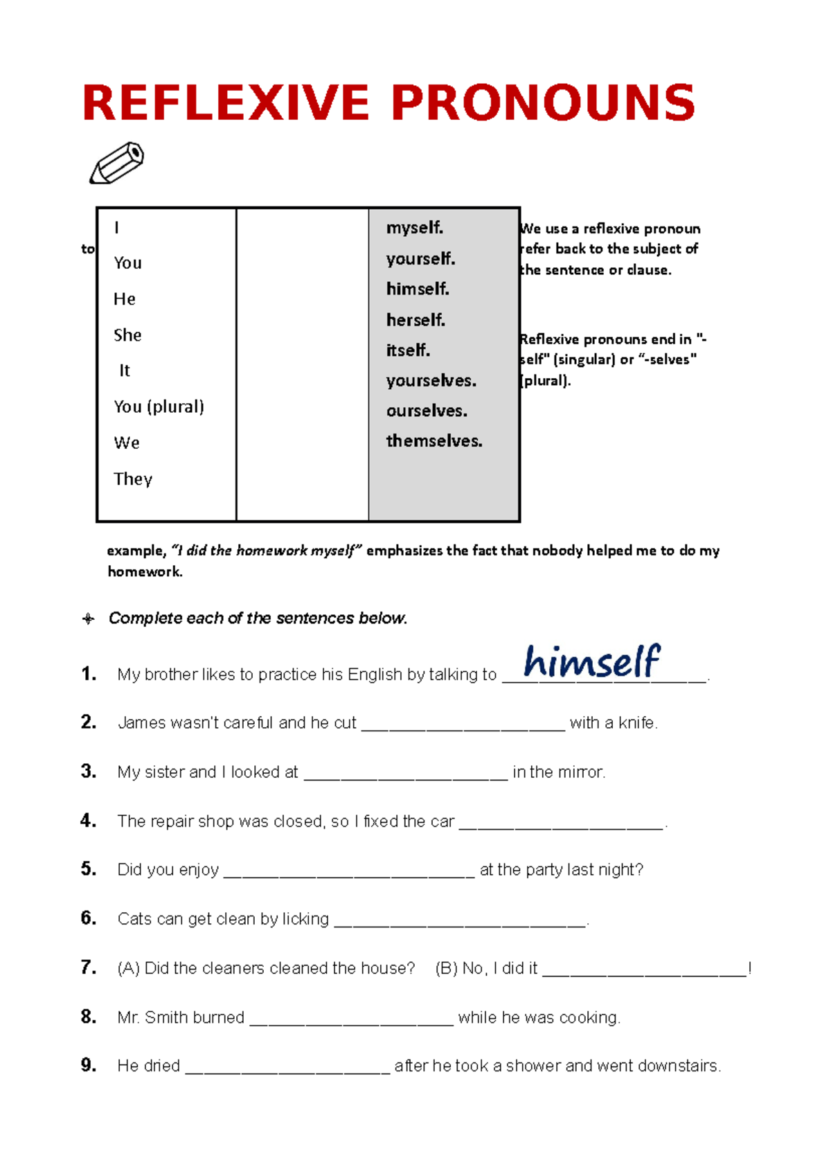 Reflexive pronouns nnnnnnnn nnnnnn nnnnnnnnnnnnnnnnnnnnnnnnnnnnnnnnnn ...