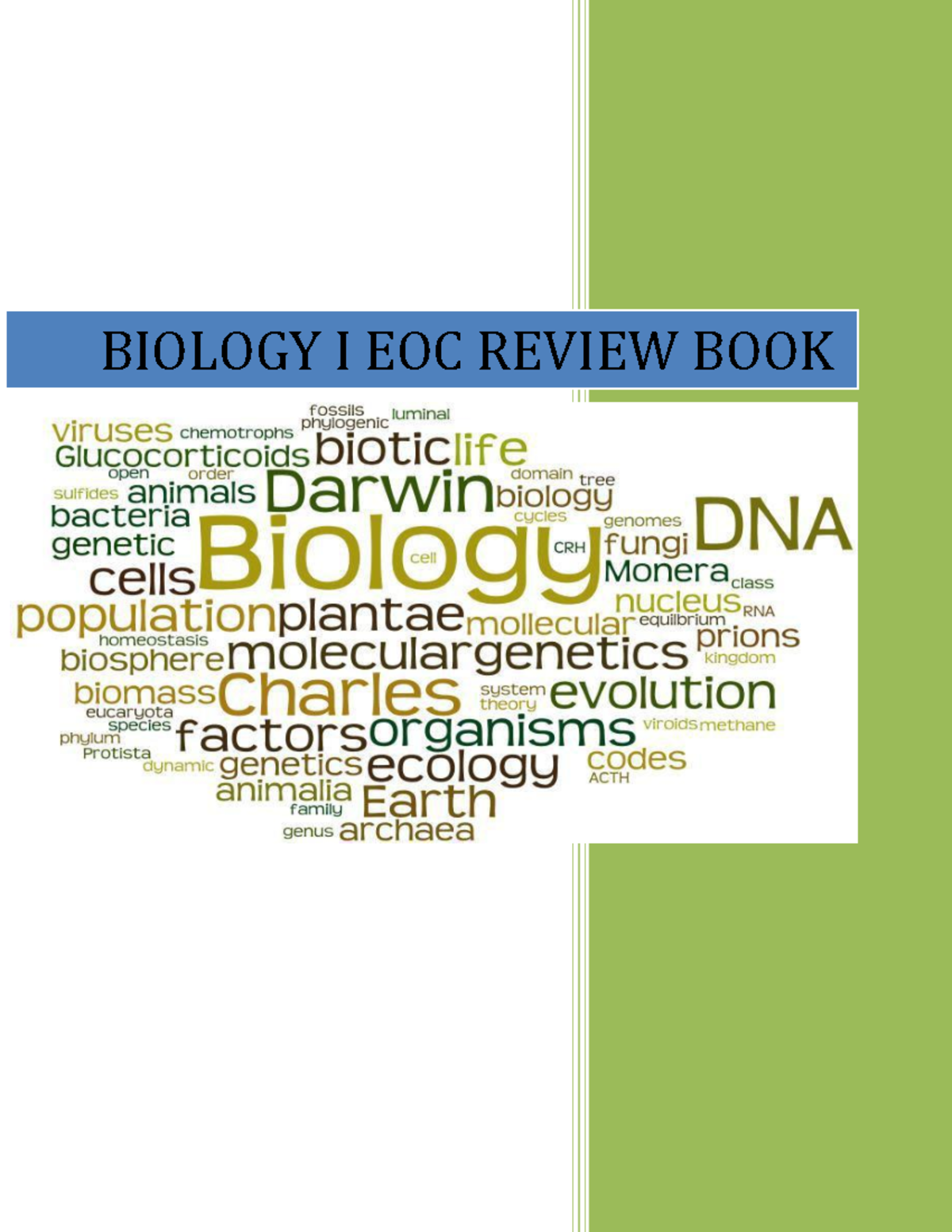 Biology Study Guide 2 - BIOLOGY I EOC REVIEW BOOK Unit Title ...