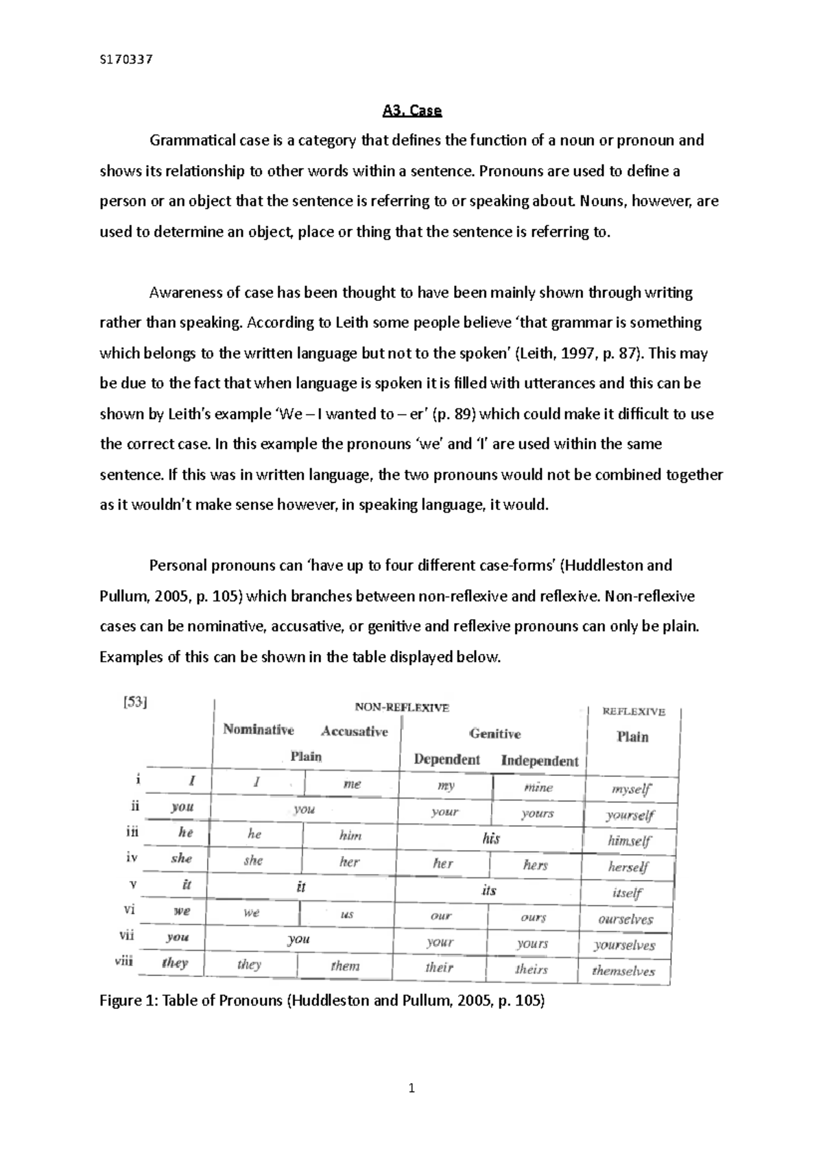 A3. Case - Structure of English Essay - A3. Case Grammaical case is a ...