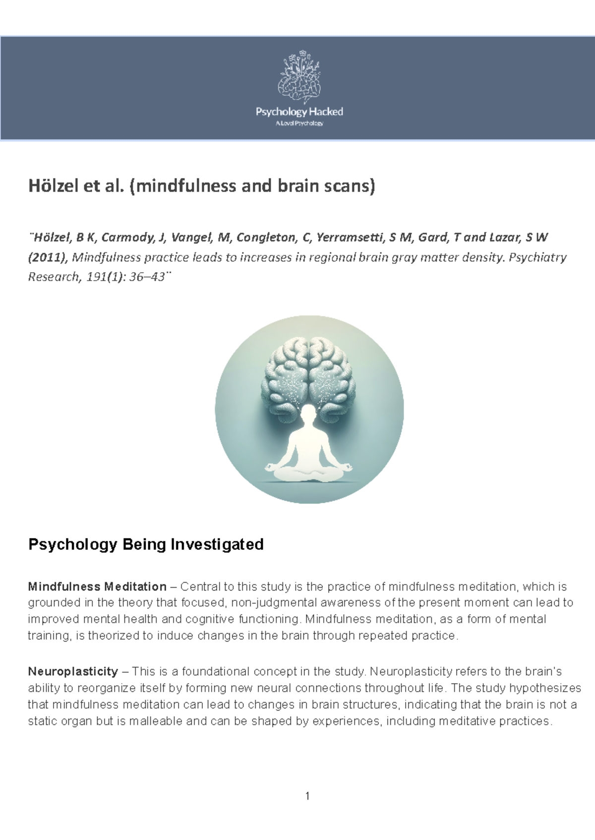 Hölzel et al. (mindfulness and brain scans) - Hölzel et al ...