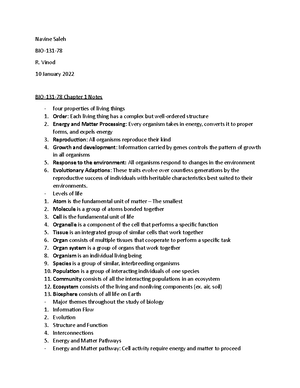 Lecture Exam I - Review Sheet - Lecture Exam #1 – Study Guide Chapter 1 ...