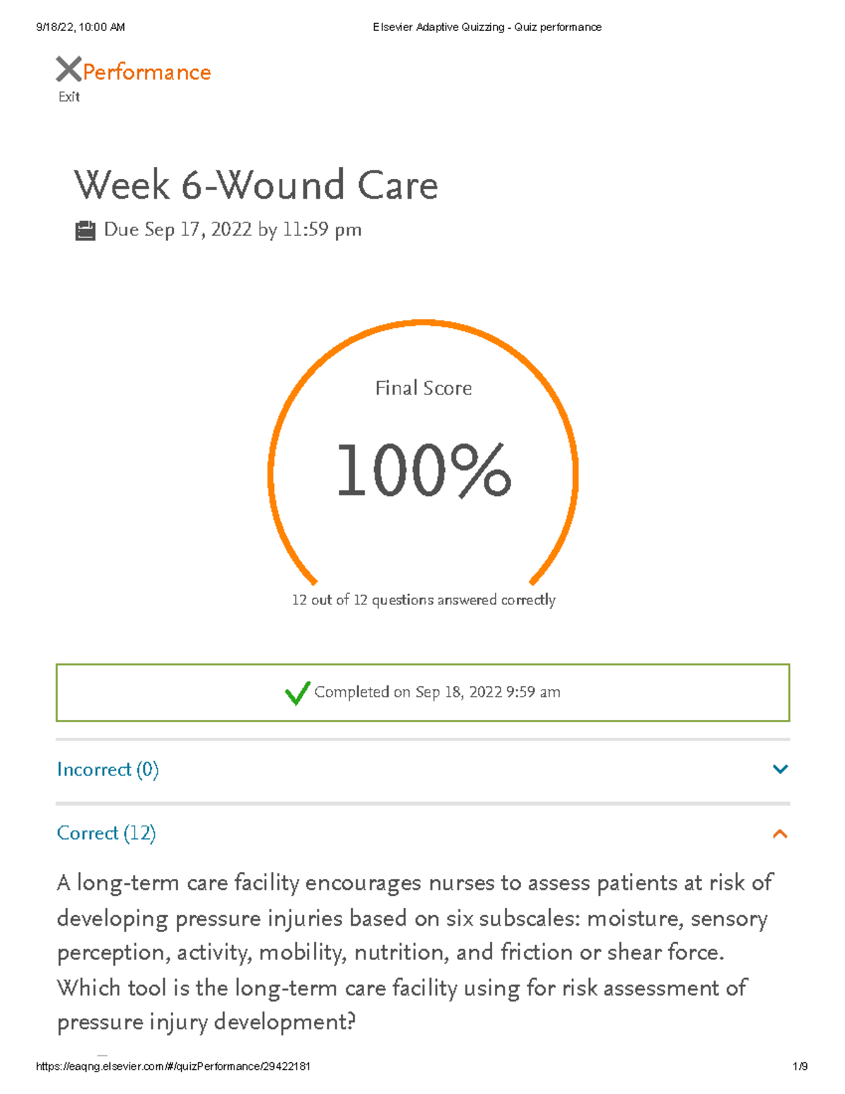 Pressure Injury Risk Assessment and Wound Care Quiz Studocu