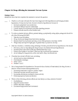 CH16 Test Bank Tank - Test Bank - Chapter 16. Drugs Affecting The ...