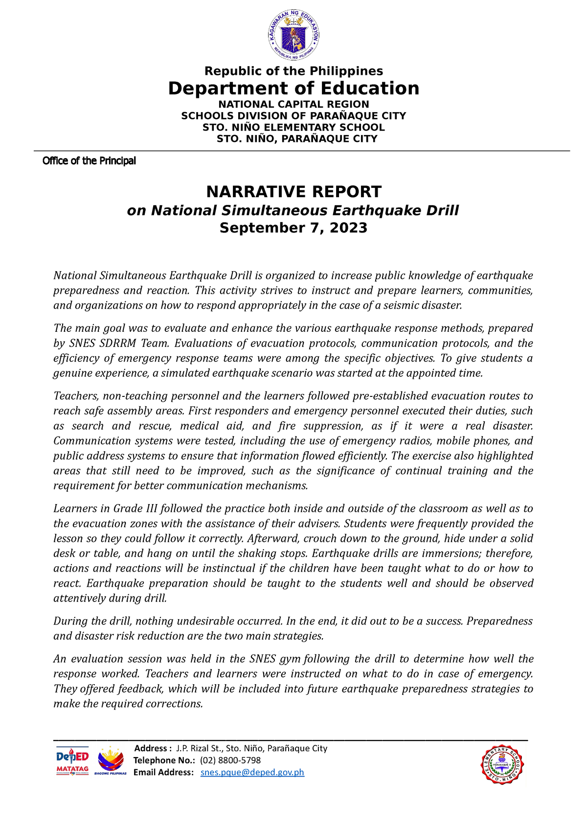 example of narrative report research in the philippines