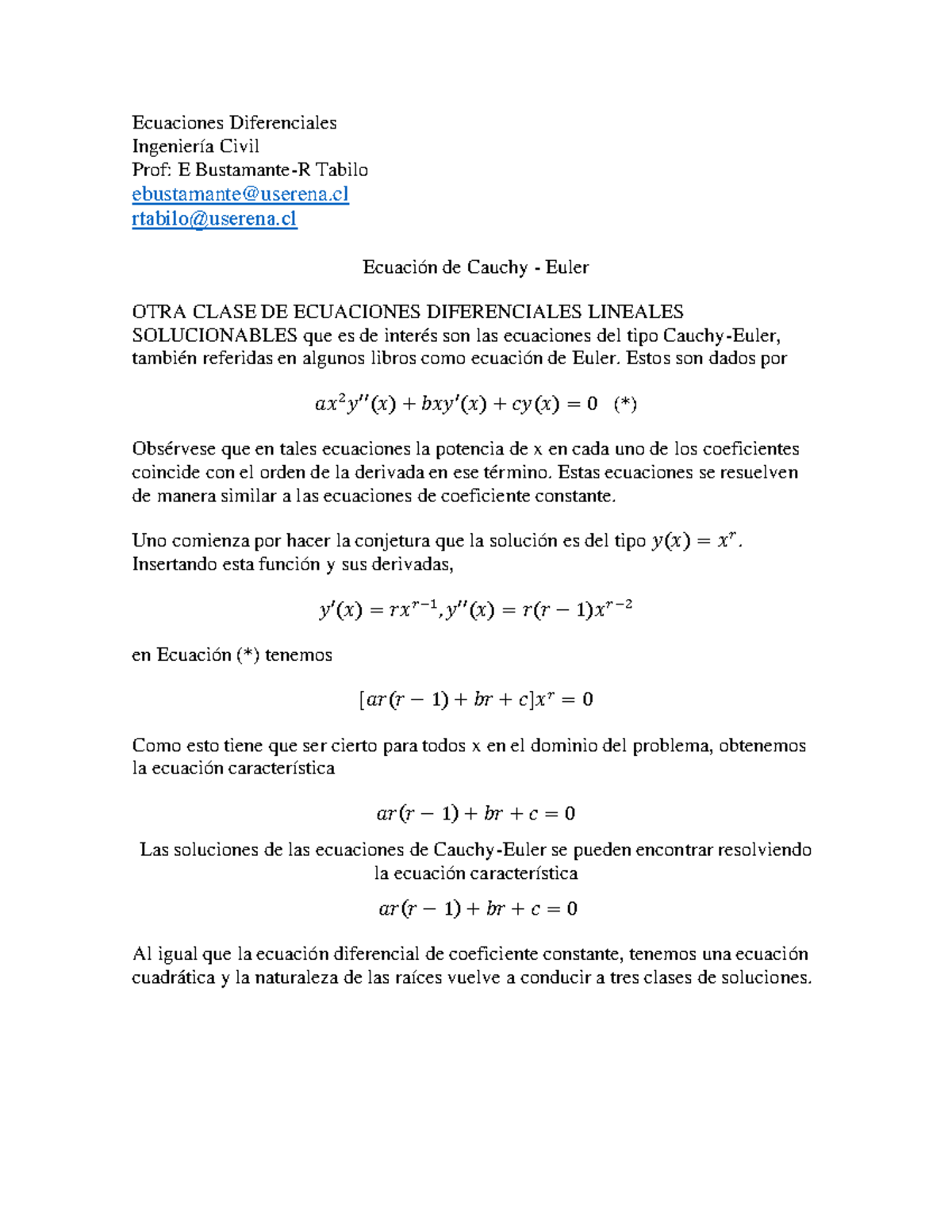 Ecuación DE Cauchy - Euler - Ecuaciones Diferenciales Ingeniería Civil ...