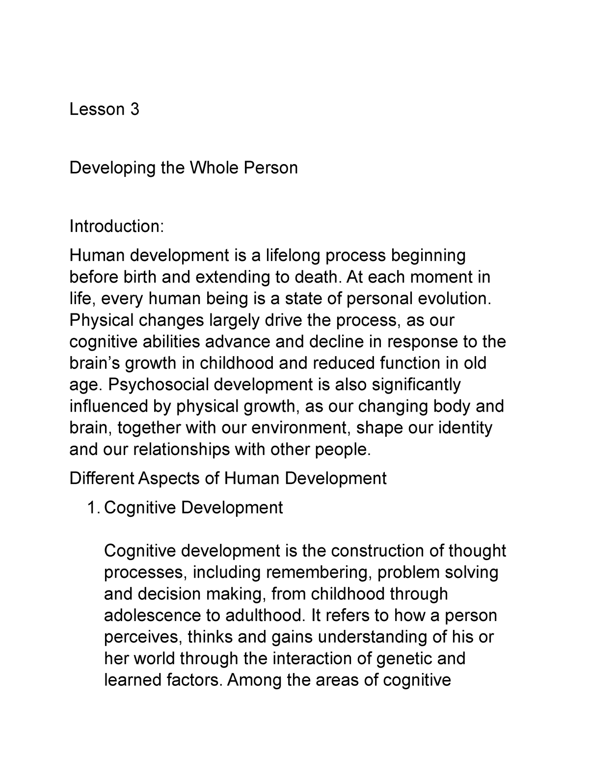 define human development in your own words essay