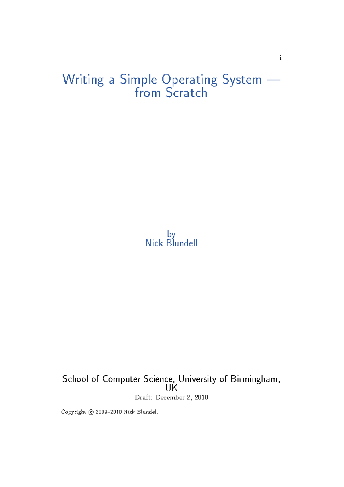 Os-dev - Os notes - i Writing a Simple Operating System — from Scratch ...