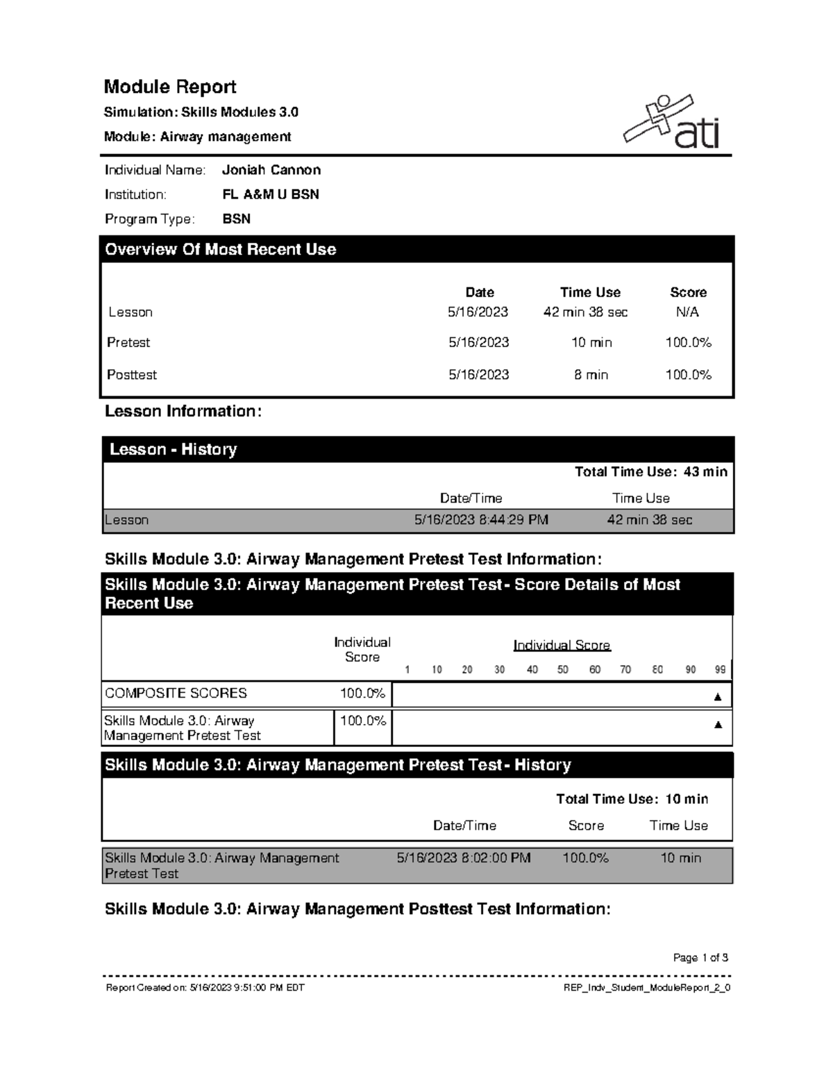 Airway management ati - The - Module Report Simulation: Skills Modules ...