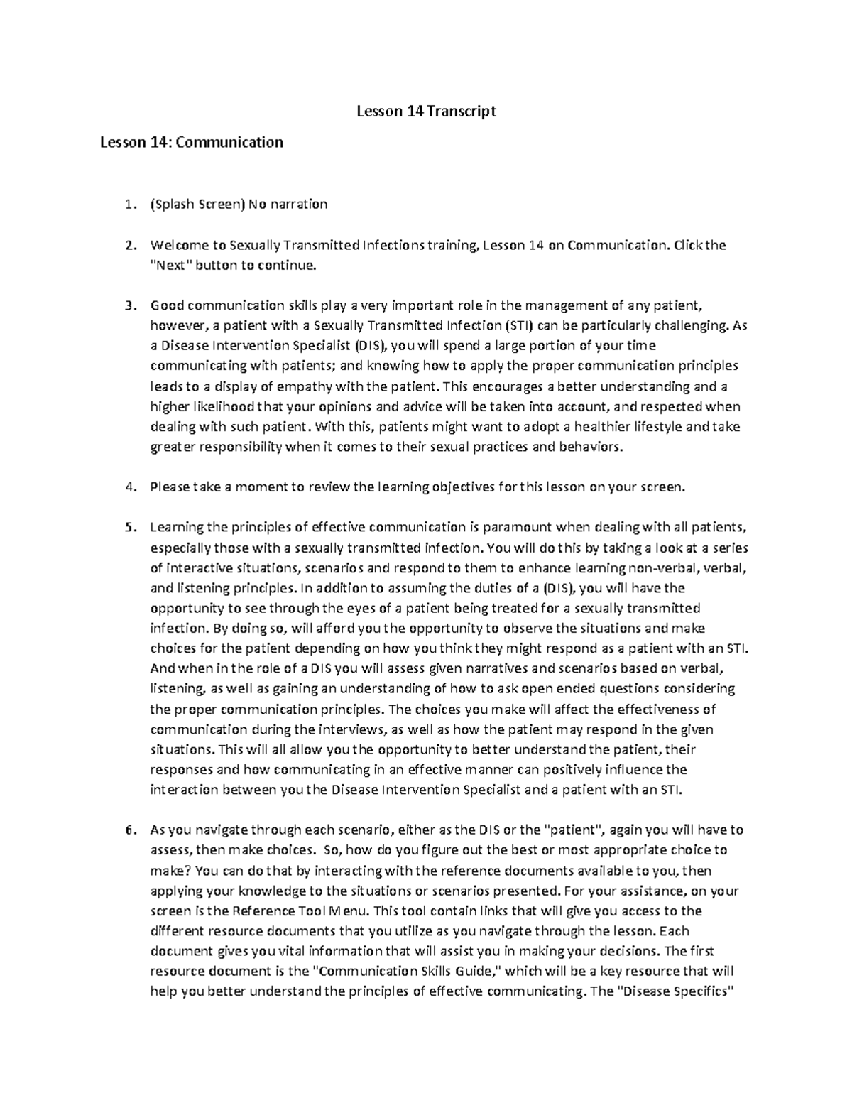 Communication - Sexually transmitted infections - Lesson 14 Transcript ...
