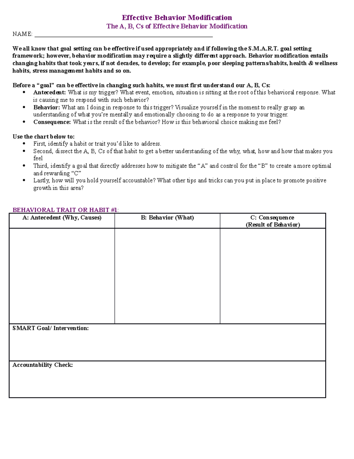 Behavior Modification Worksheet - Japn2150 - Bgsu Firelands - Studocu