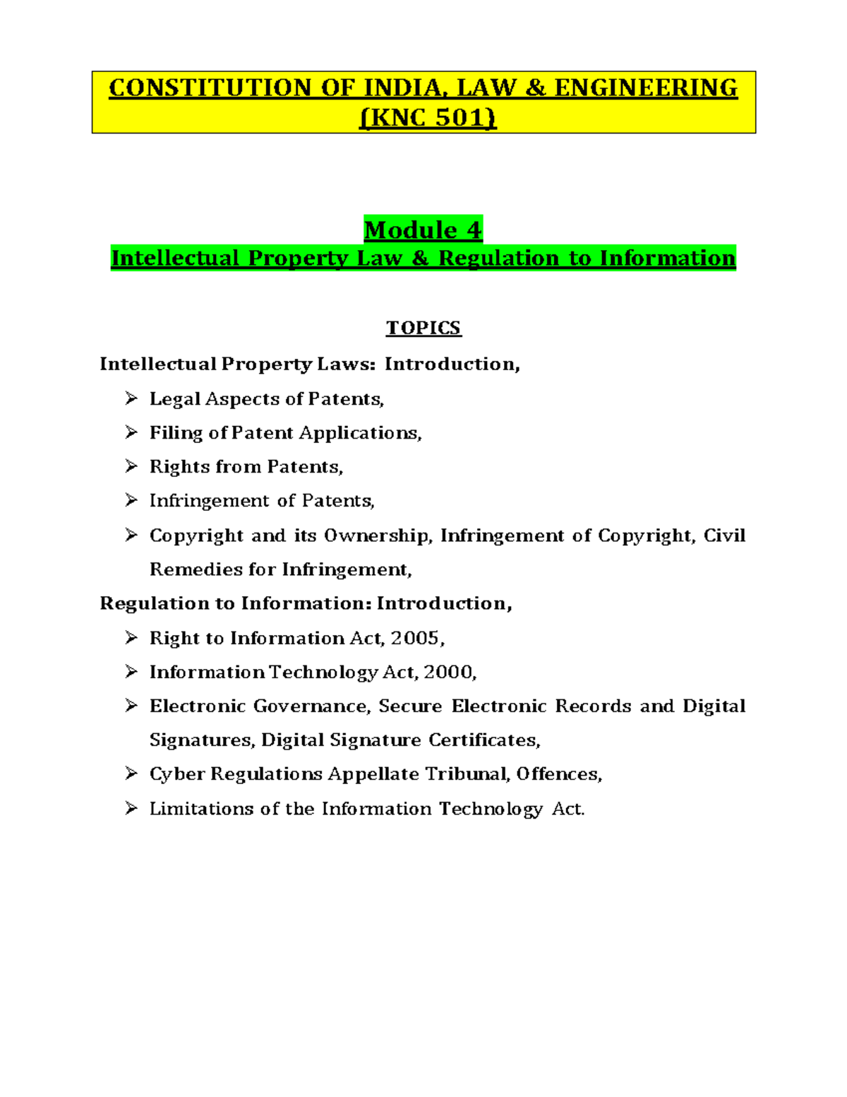 COI UNIT-4 Notes - Degttnt - Module 4 Intellectual Property Law ...