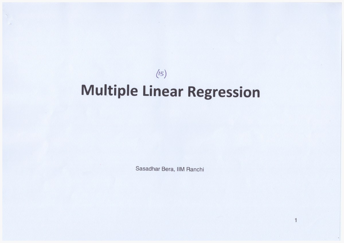 16-Multiple Linear Regression - Business Statistics - Studocu