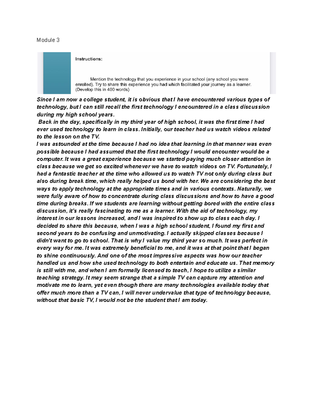 T2 Module 3 - Technology 3: notes and answers - Module 3 Since I am now ...