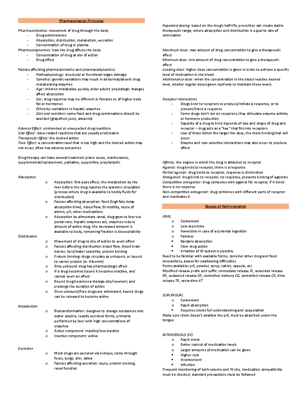 NURS152 Pharmacological EXAM - Pharmacological Principles ...