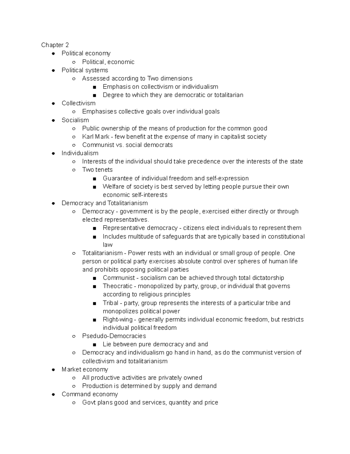 Ch. 2 Lecture - Chapter 2 Political economy Political, economic ...