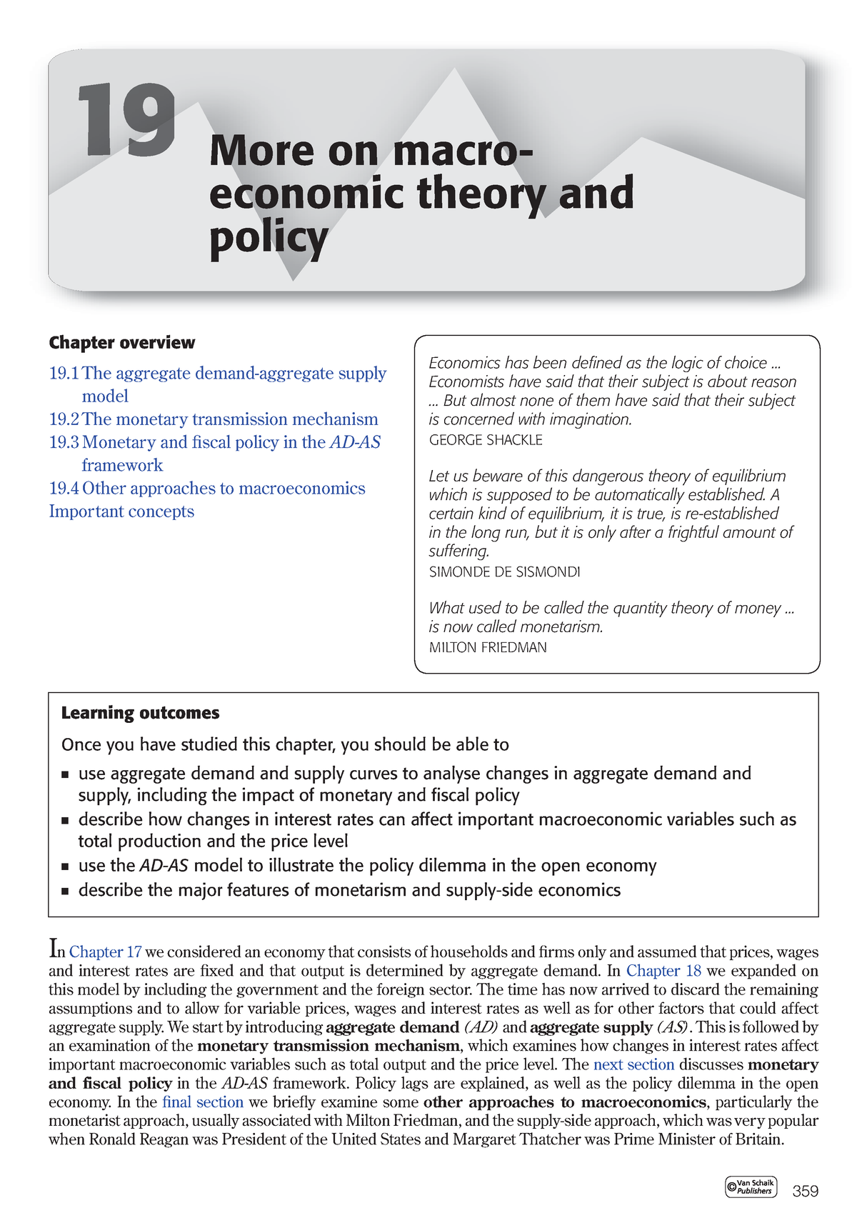 Chapter 19 - More On Macro-economic Theory And Policy - 359 9 More On ...