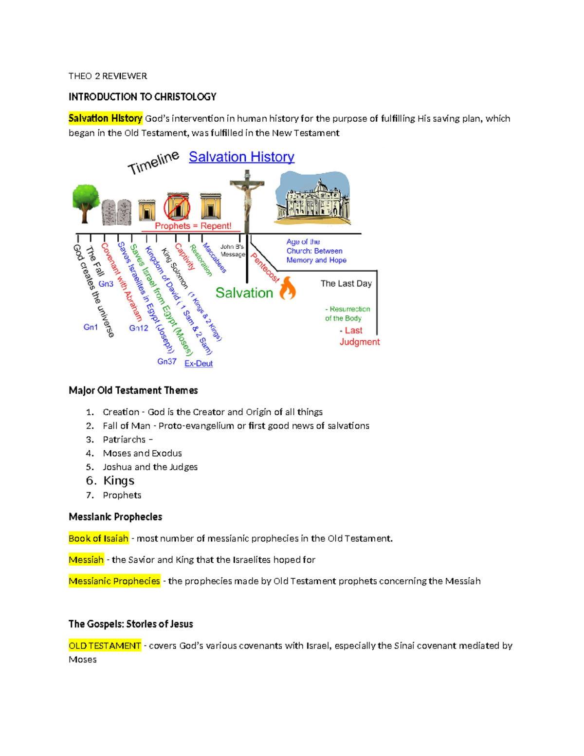 THEO 2 Reviewer - THEO 2 REVIEWER INTRODUCTION TO CHRISTOLOGY Salvation ...