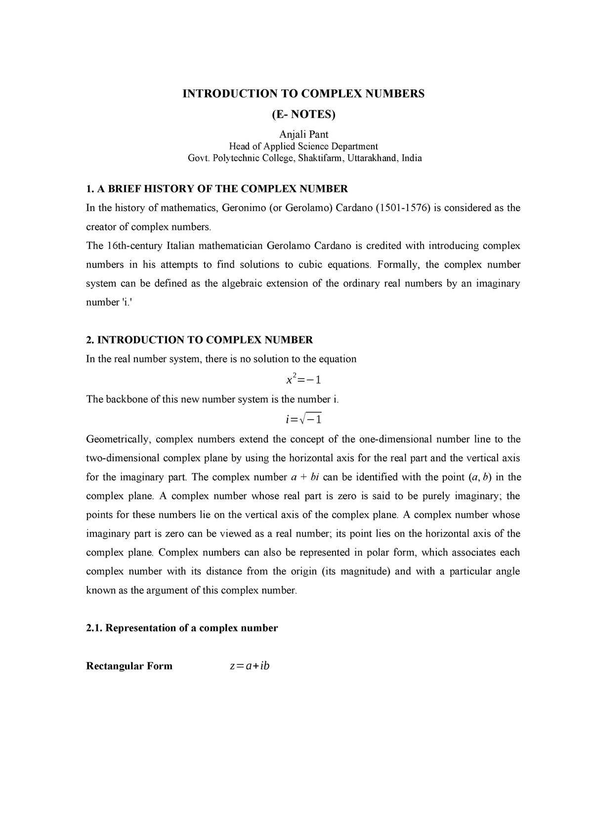 complexnumber-introduction-to-complex-numbers-e-notes-anjali-pant