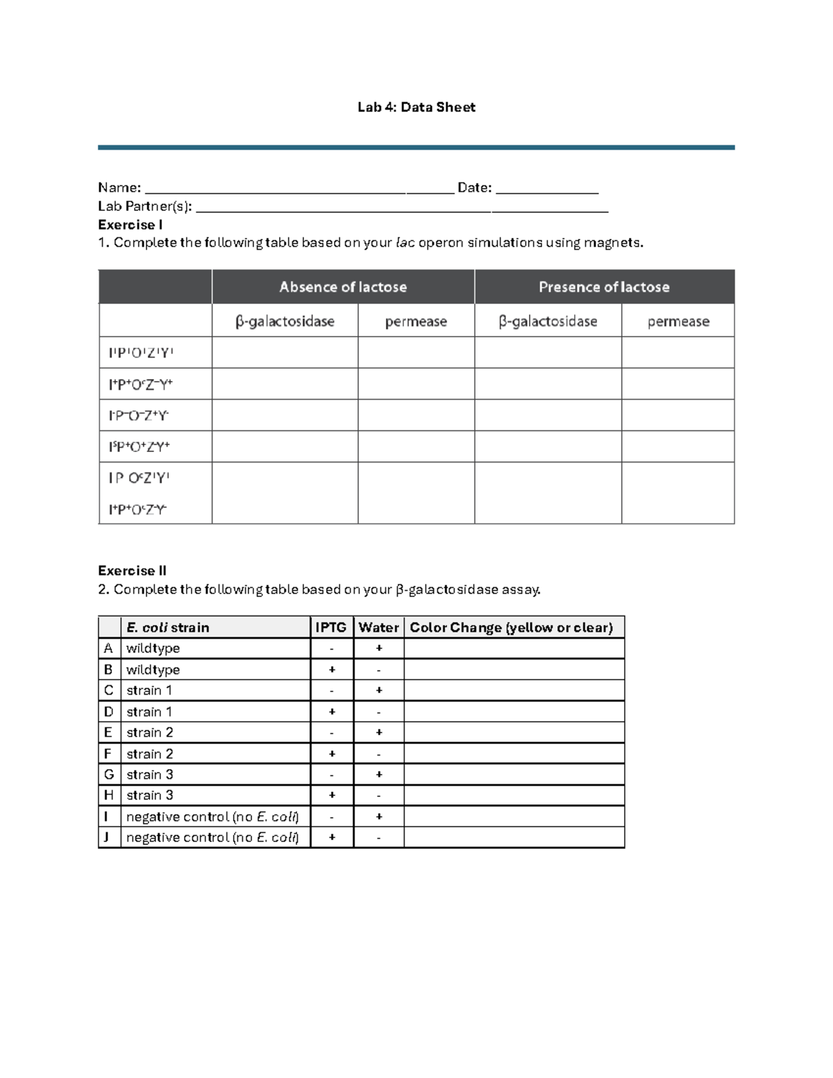 Lab+4+Data+Sheet - Courses work and studying for exams - Lab 4: Data ...