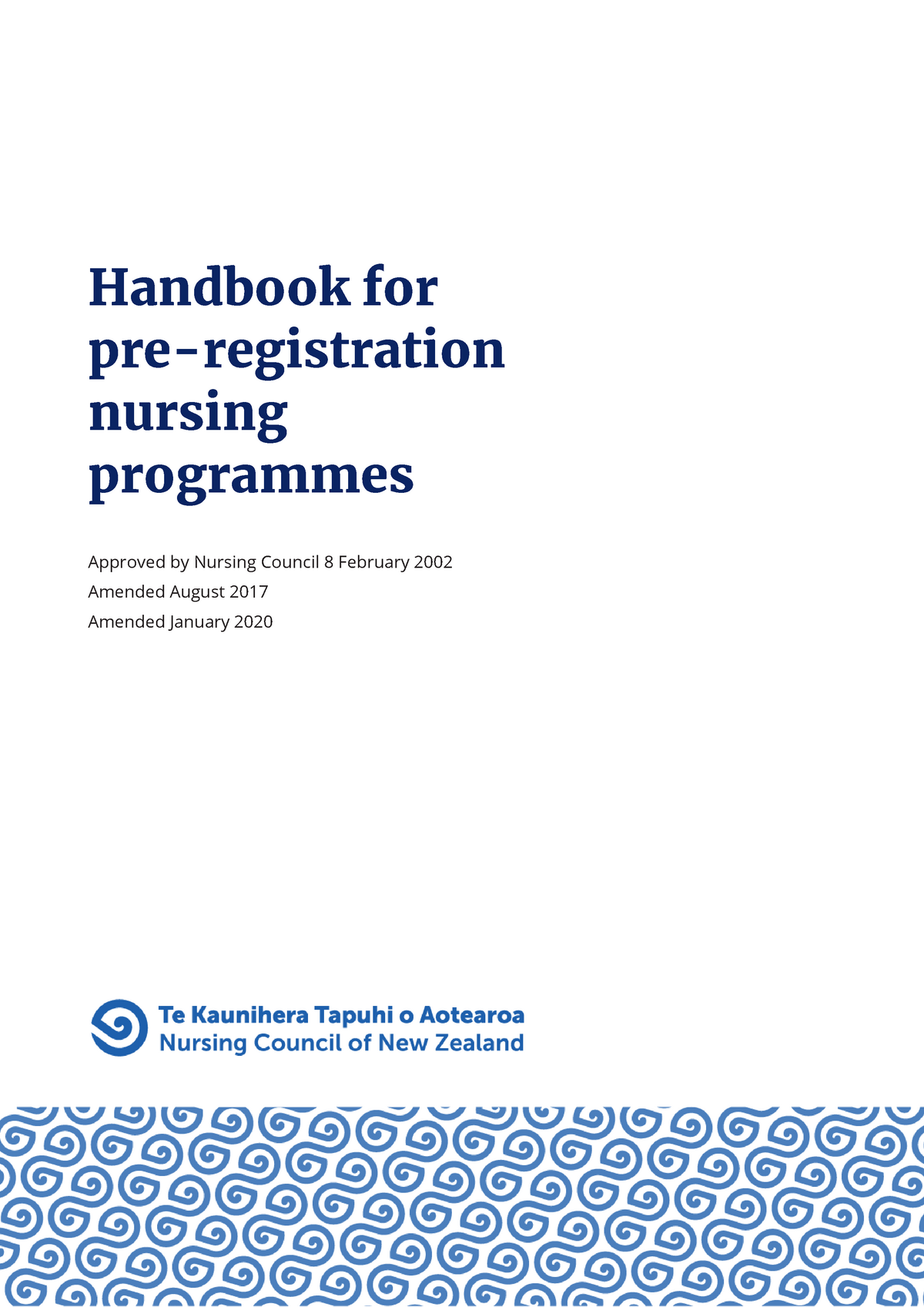 Handbook For Pre-registration Nursing Programmes January 2020 ...