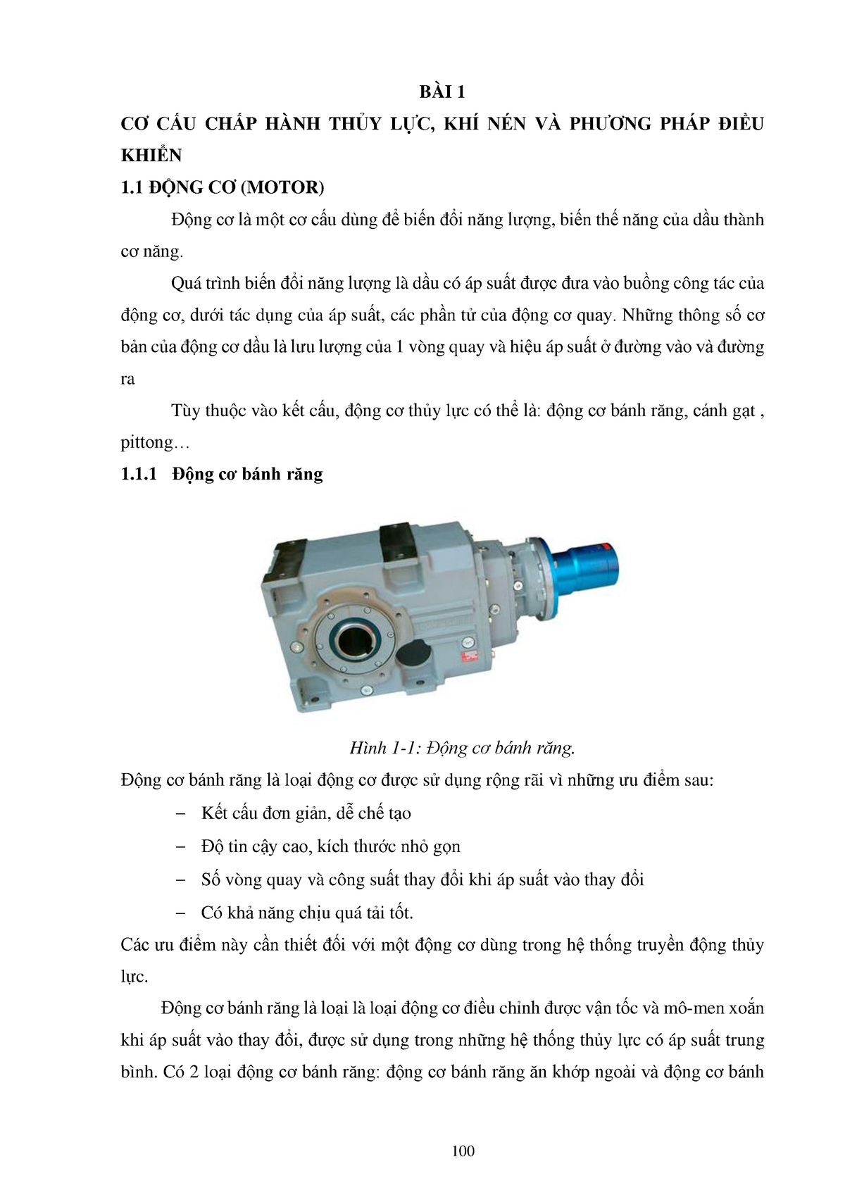 B1 - Fdg - BÀI 1 CƠ CẤU CHẤP HÀNH THỦY LỰC, KHÍ NÉN VÀ PHƯƠNG PHÁP ĐIỀU ...