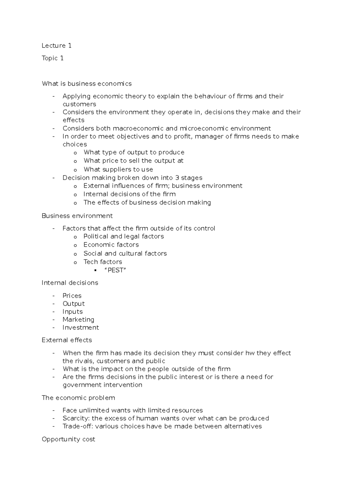 Lecture 1 Chapter 1 Lecture 1 Topic 1 What Is Business Economics