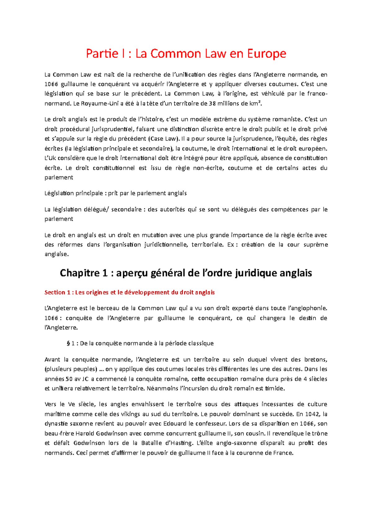 Partie I Titre I chapitre 1 - Partie I : La Common Law en Europe La ...