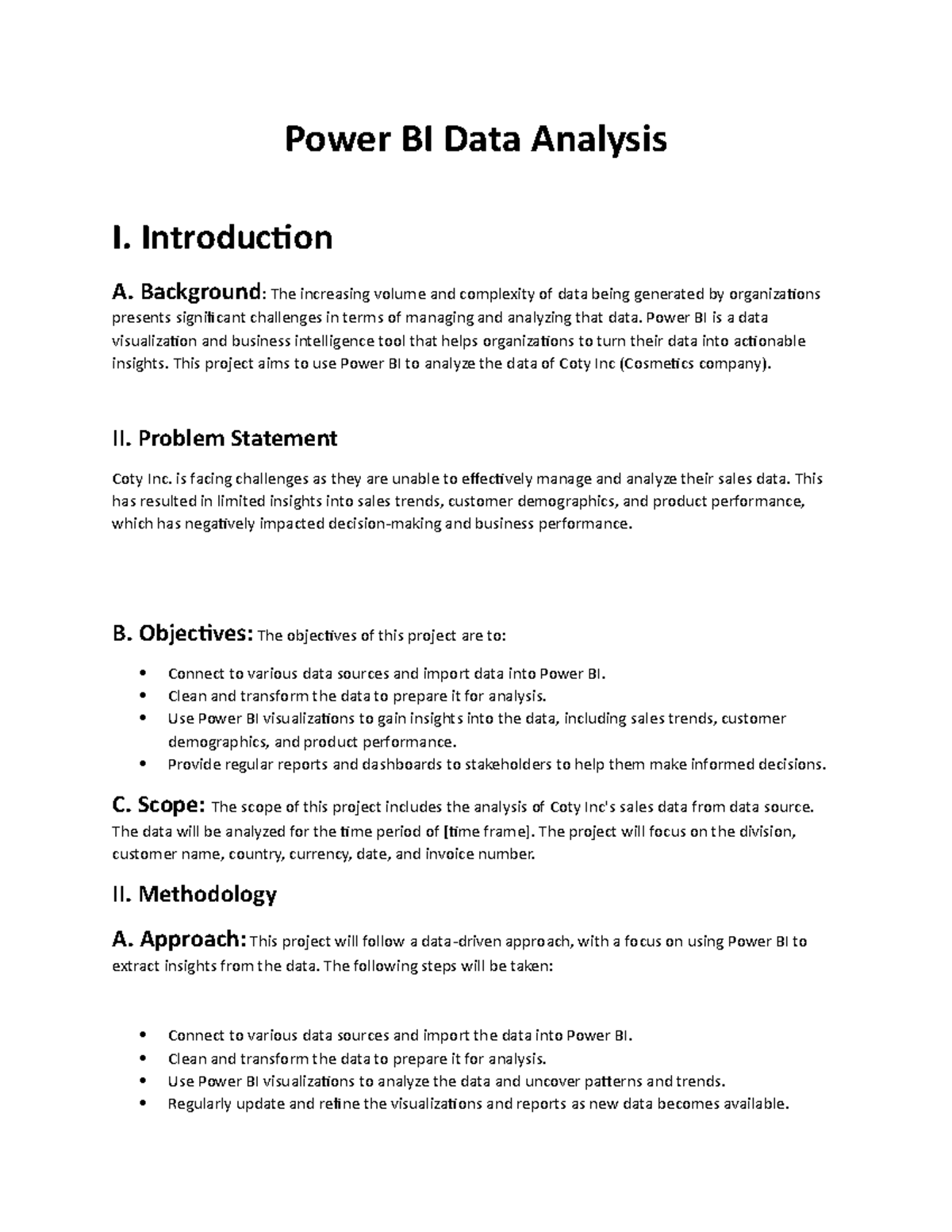 Power BI Project Sypnosis - Power BI Data Analysis I. Introduction A ...