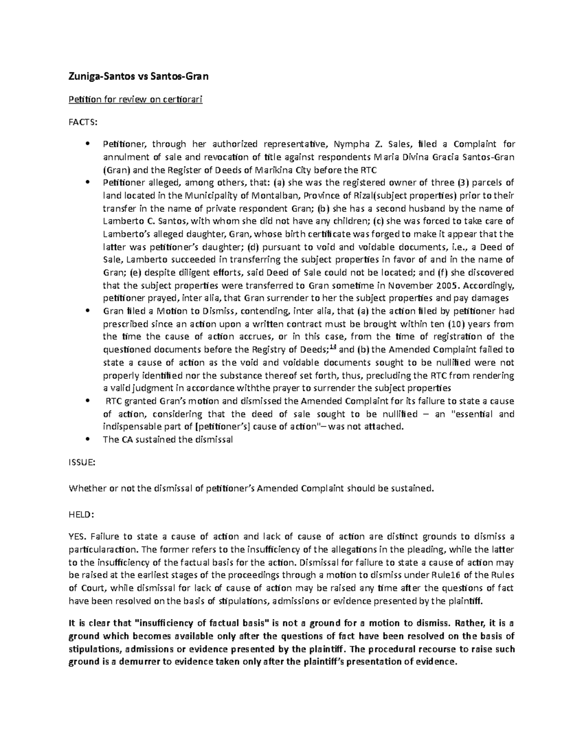 Zuniga Santos vs Santos Gran docx ZunigaSantos vs SantosGran