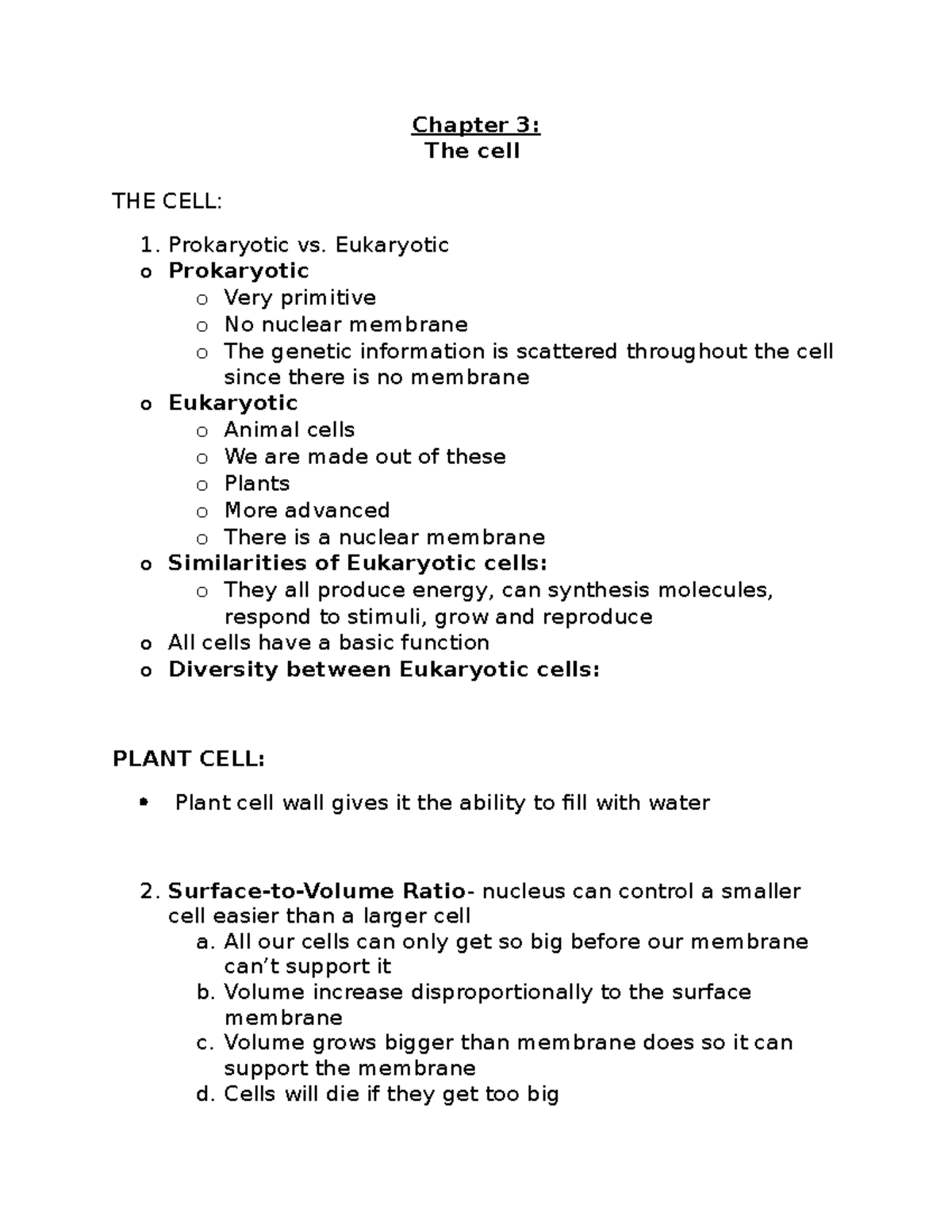 The Cell - Lecture notes Lecture 3 - Chapter 3: The cell THE CELL ...