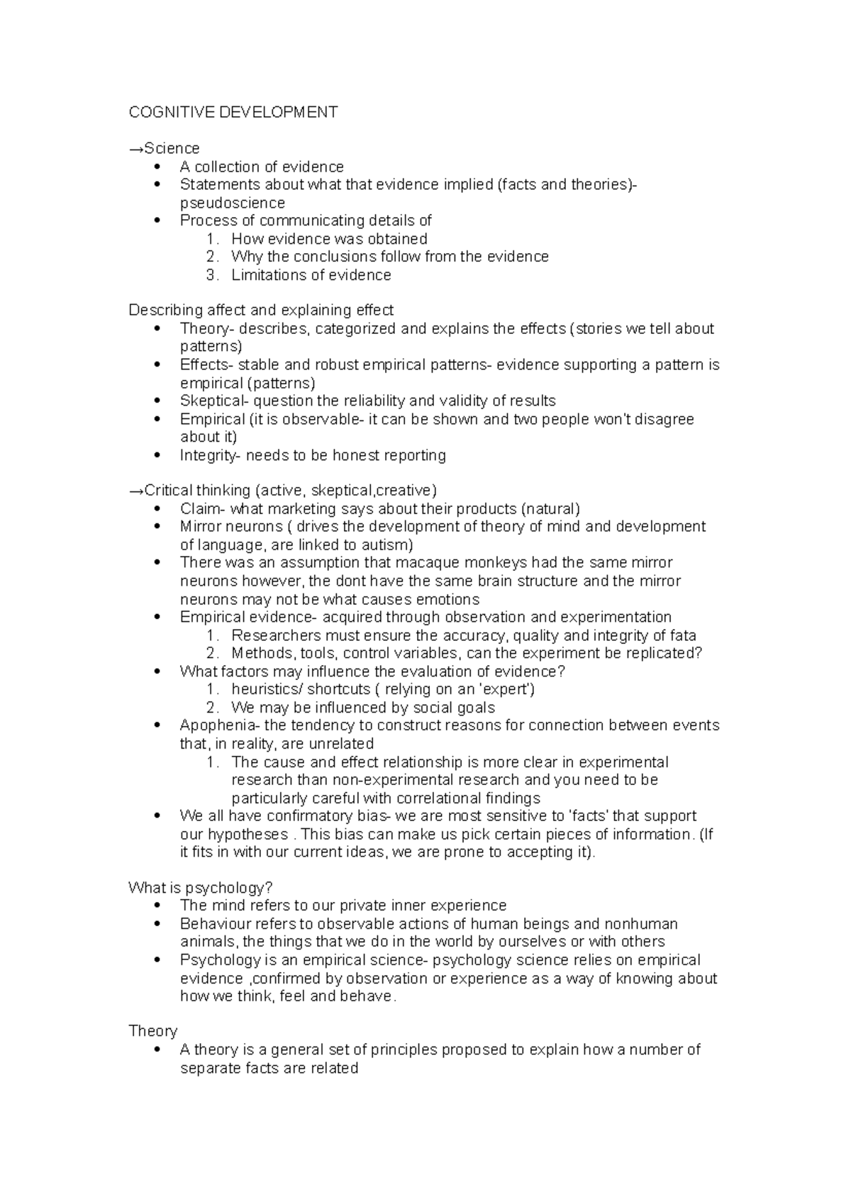 Cognitive Development - COGNITIVE DEVELOPMENT →Science A collection of ...