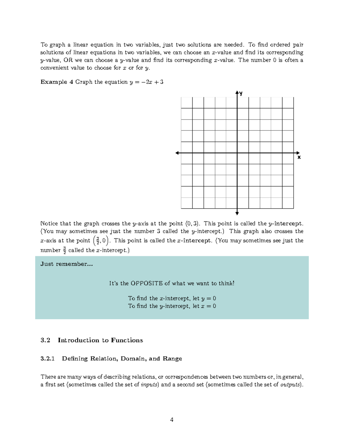 Introduction to Functions - To graph a linear equation in two variables ...