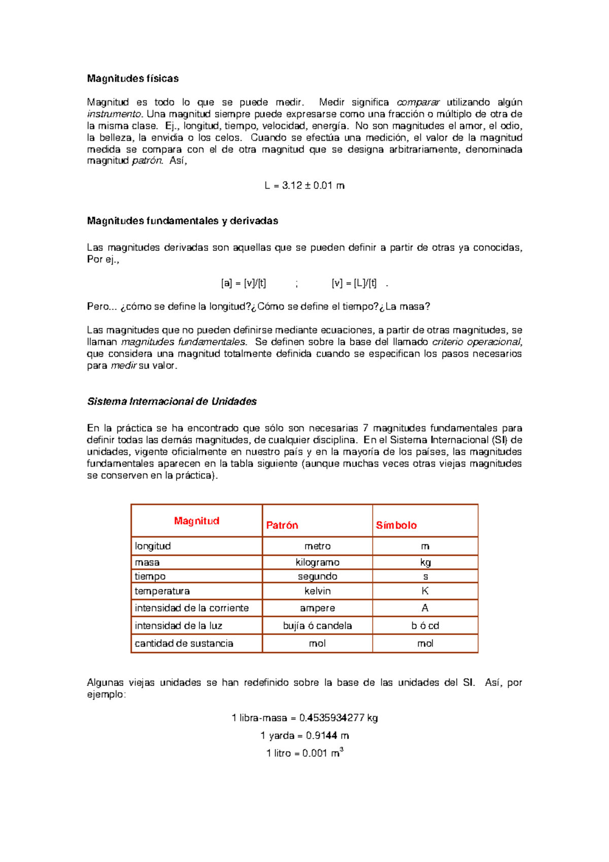 Magnitudes Fisicas Apuntes 1 Magnitudes Físicas Magnitud Es Todo Lo Que Se Puede Medir