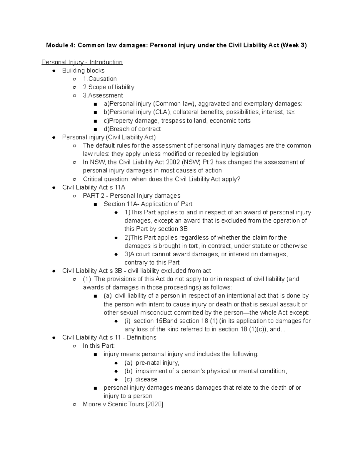Module 4 Common law damages Personal injury under the Civil Liability ...