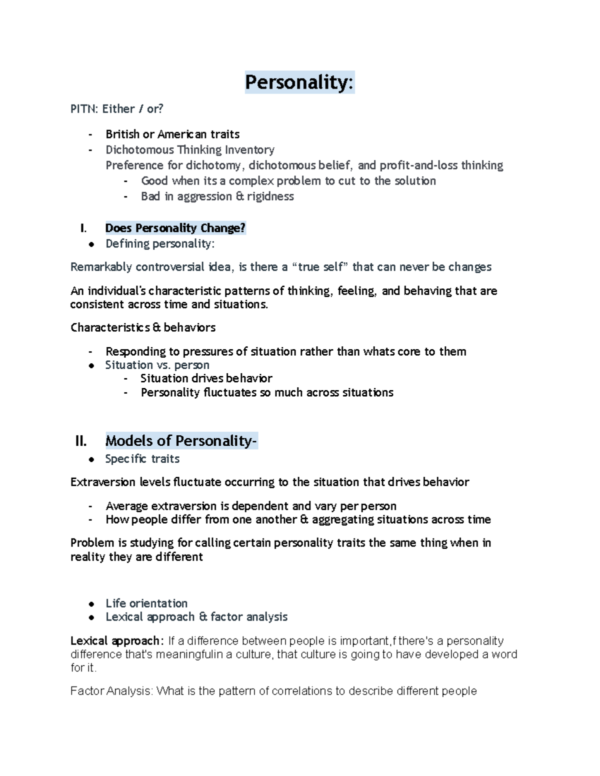 Personality - Summary - Personality: PITN: Either / or? British or ...