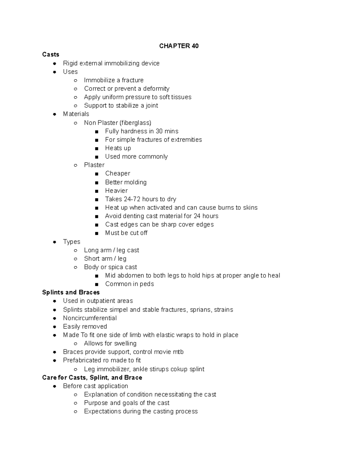 Adult 4 17 - Lecture notes 9 - CHAPTER 40 Casts Rigid external ...