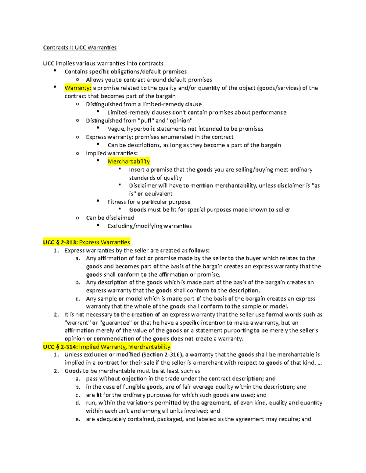 Contracts I Ucc Warranties Contracts I Ucc Warranties Ucc Implies Various Warranties Into Contracts I Ucc Warranties Contracts I Ucc Warranties Ucc Implies Various Warranties Into