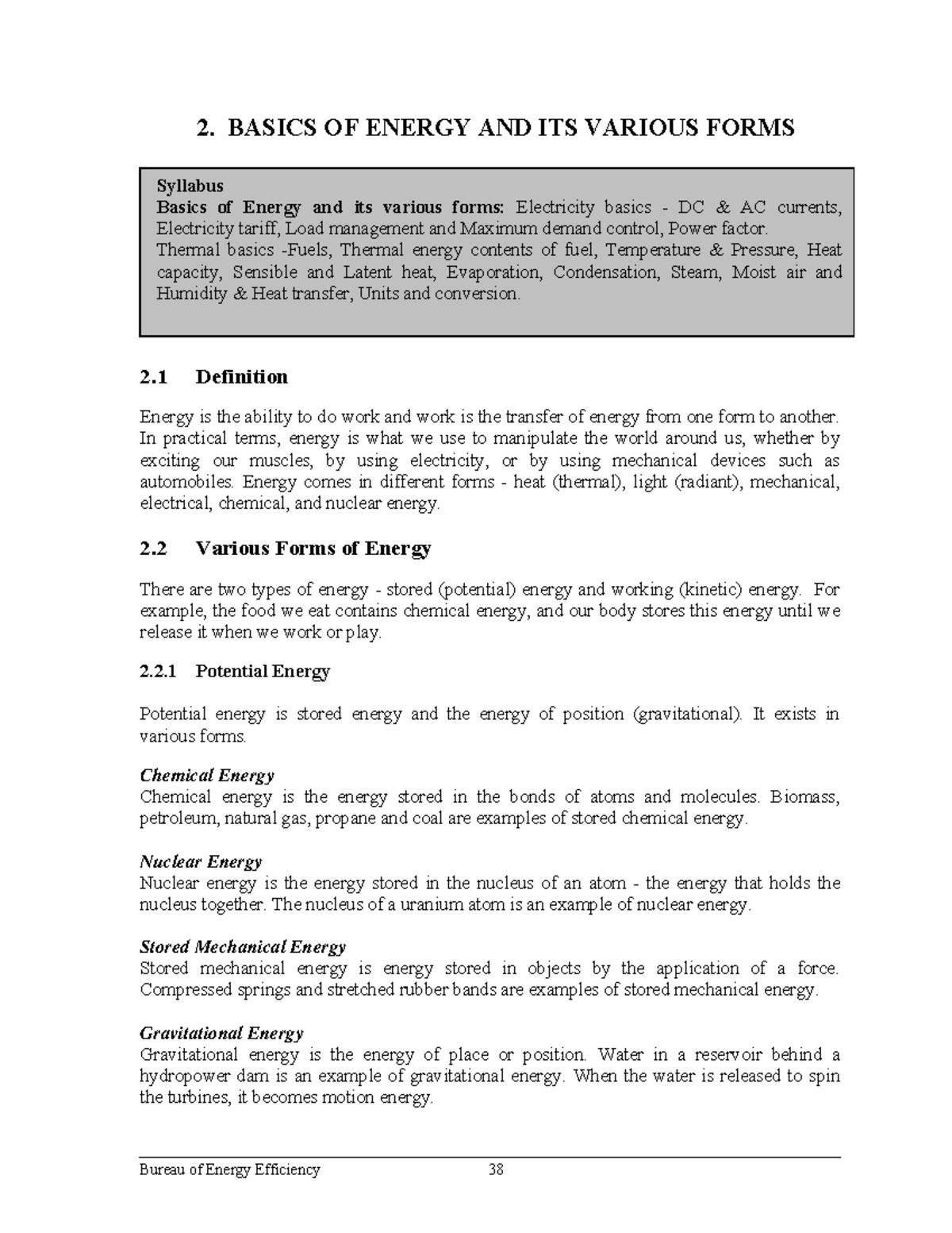 1.2 Basics of Energy and its Various Forms - Syllabus Basics of Energy ...