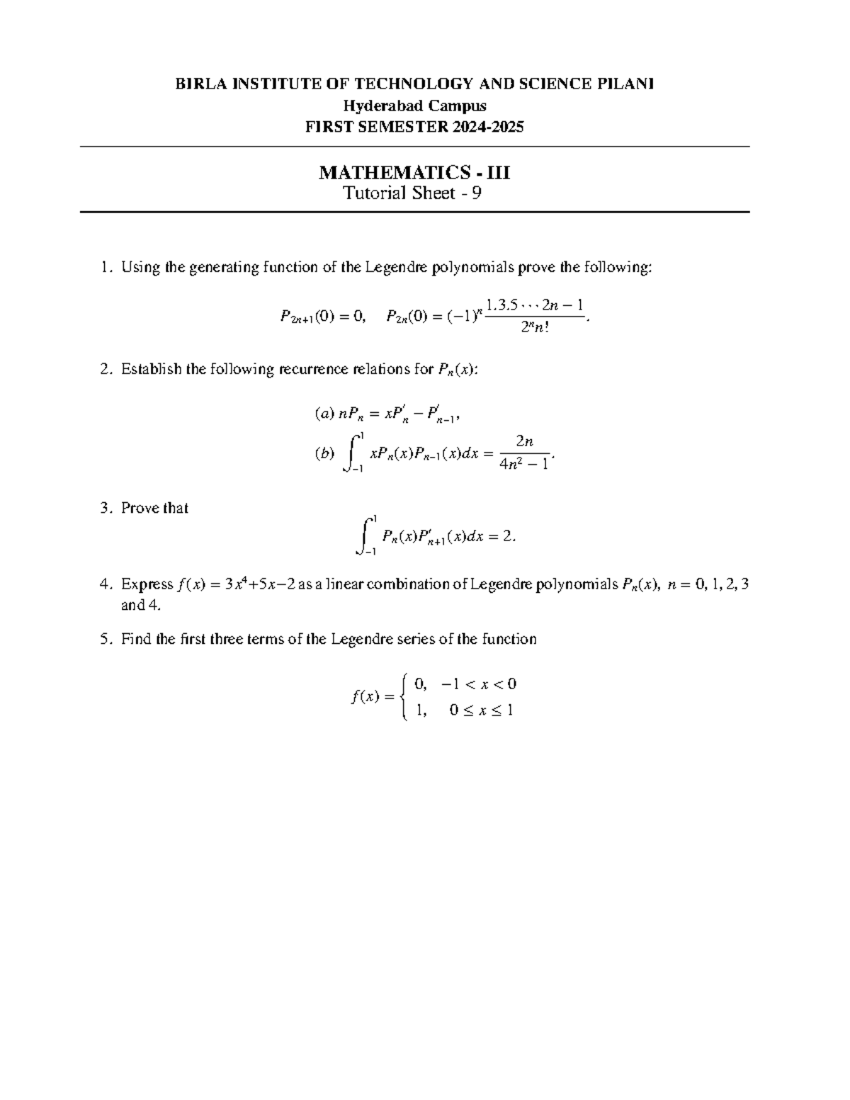 Tutorial 9 - Bits prac mater - BIRLA INSTITUTE OF TECHNOLOGY AND ...