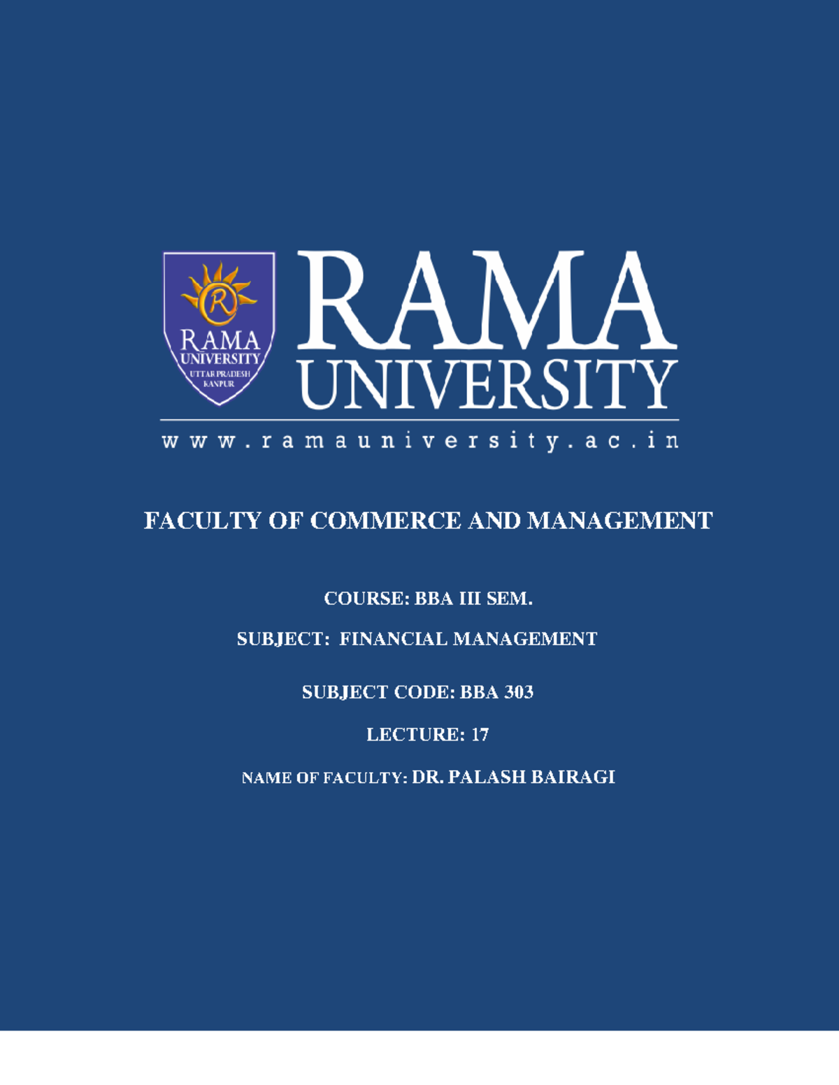 Lecture-18 - Lecture - FACULTY OF COMMERCE AND MANAGEMENT COURSE: BBA ...
