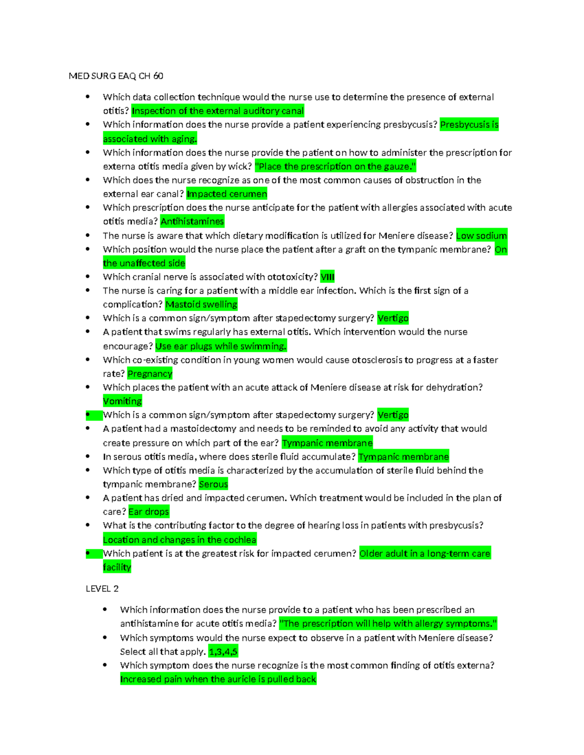 ED SURG EAQ CH 60 - .EAQ 60 - MED SURG EAQ CH 60 Which data collection ...