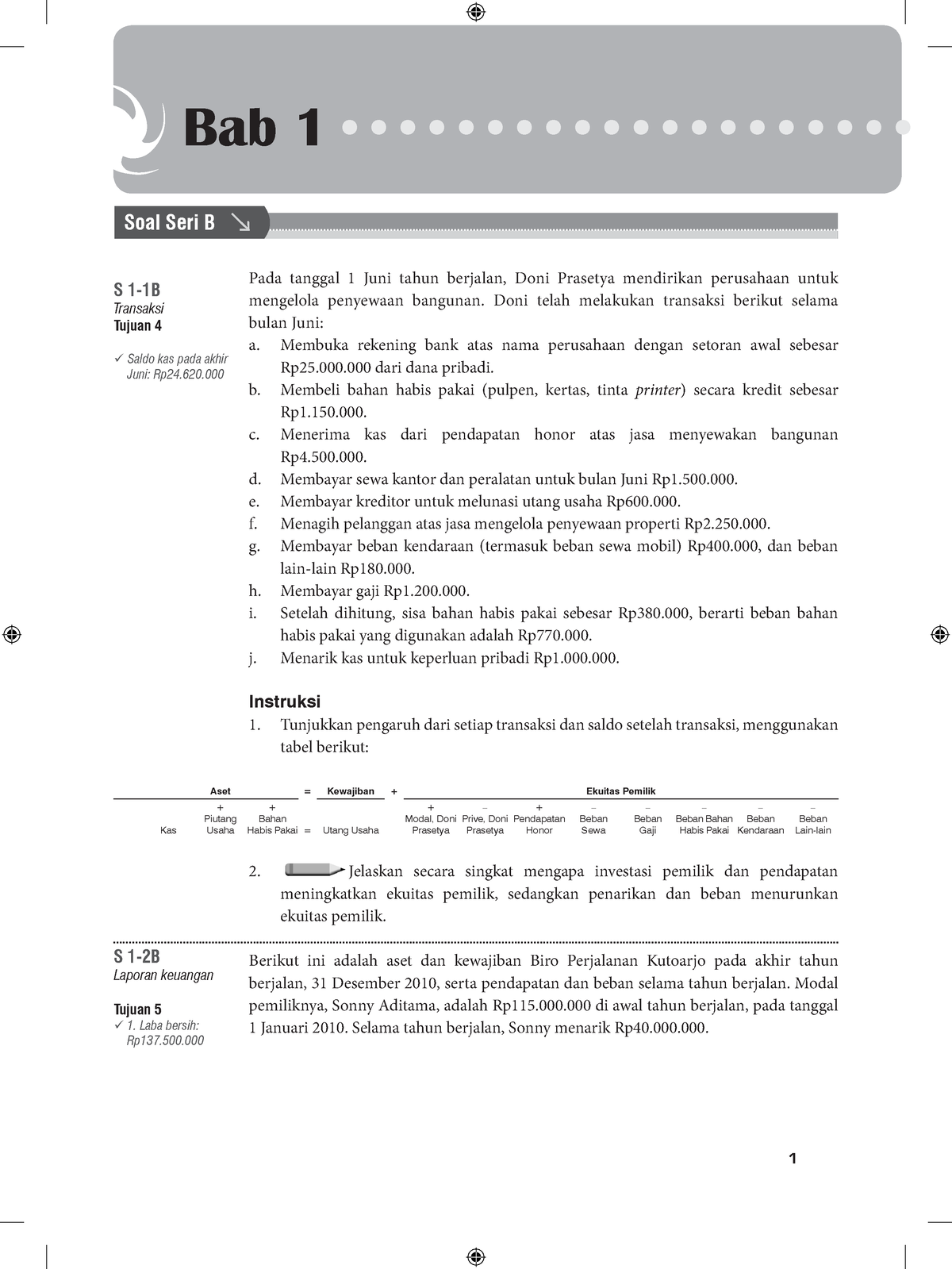 Pengantar Akuntansi Seri Soal B Dan Aktivitias Khusus - Bab 1 Soal Seri ...