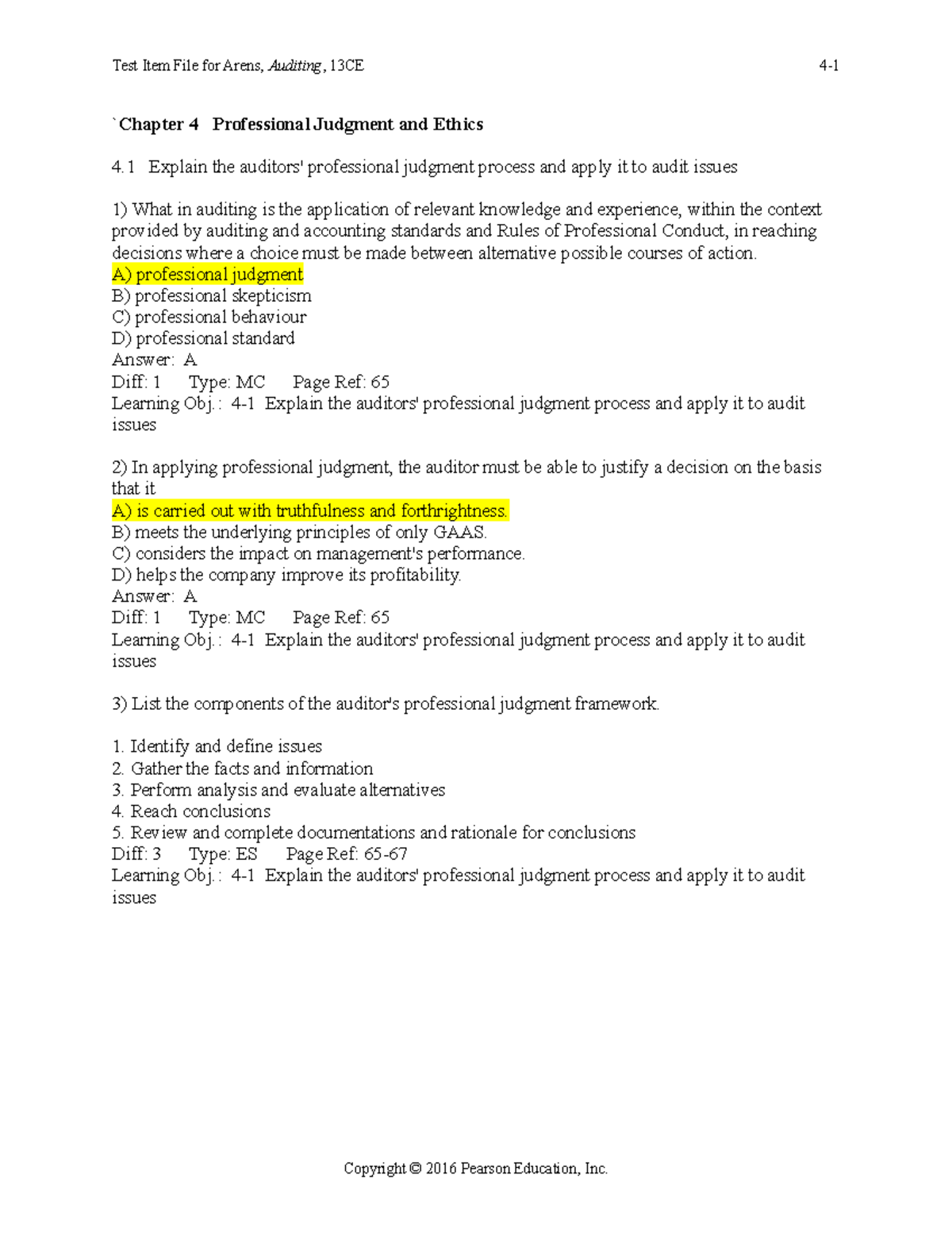 04 arens aas 13ce tif 04 practice material for each chapter `Chapter 4 Professional Judgment