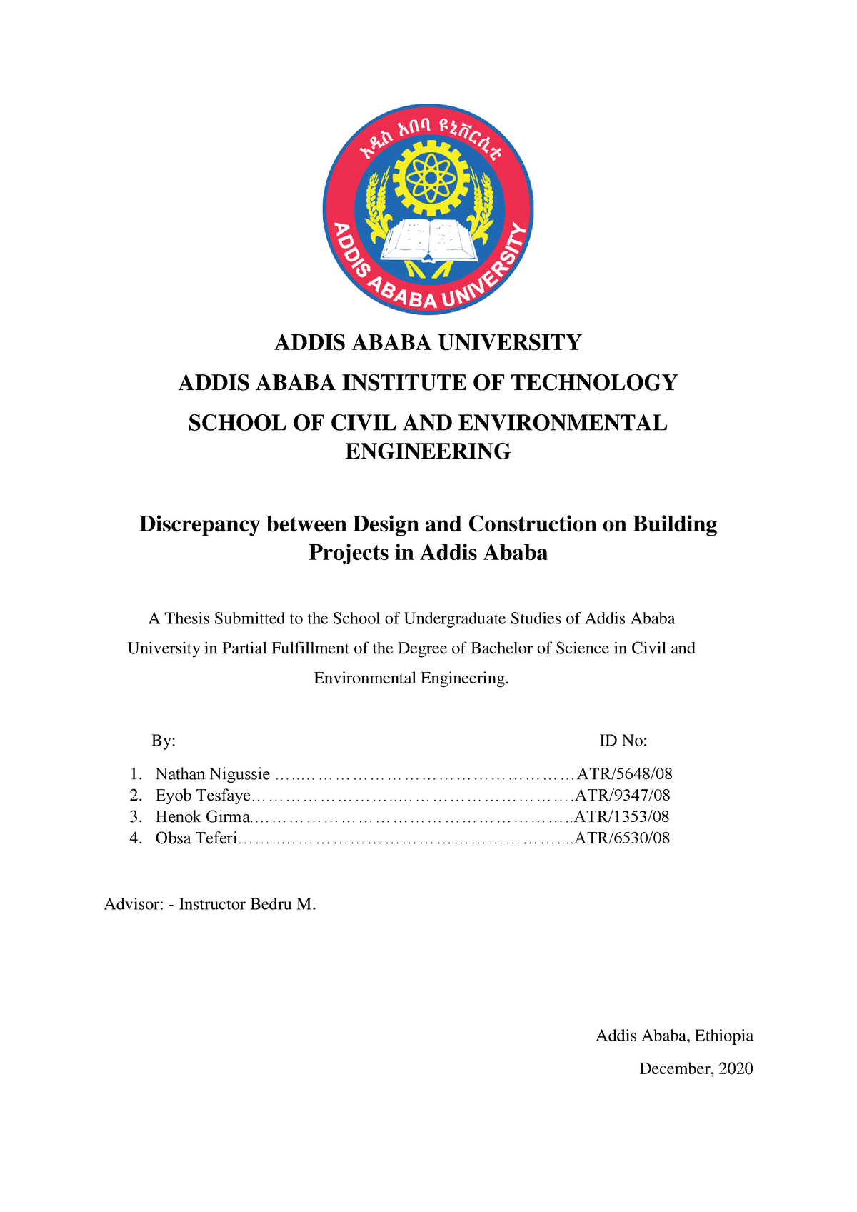 mba thesis in addis ababa university